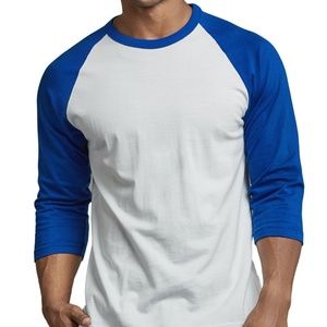 Mens Raglan  Baseball T Shirt 3/4 Sleeve TwoTone Tee Jersey Team Sport Cotton
